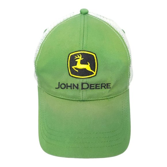 John Deere Patch Logo Mesh Strapback Cap Trucker Farmer Baseball Hat - Picture 1 of 12